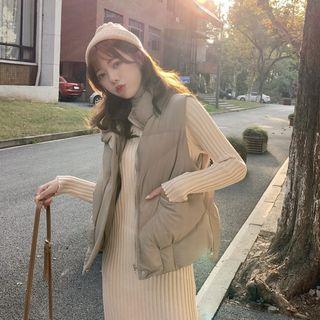 Plain Stand-collar Vest Jacket