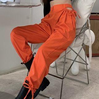 High-waist Cutout Tie-cuff Pants