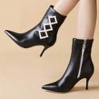 Faux Leather Pointed Kitten-heel Ankle Boots