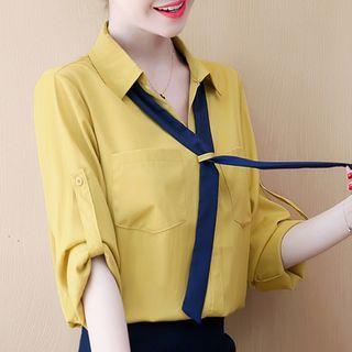 Contrast Tie Shirt