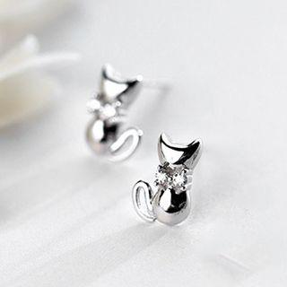 925 Sterling Silver Cat Earring