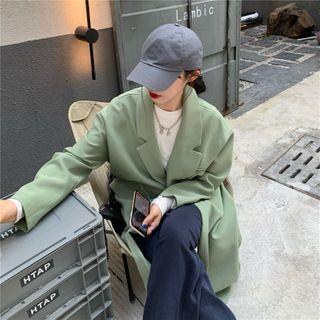 Plain Loose-fit Blazer Green - One Size