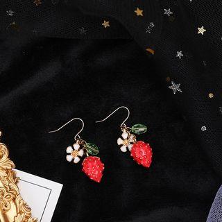 Strawberry & Flower Dangle Earring Red - One Size