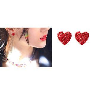 925 Sterling Silver Heart Stud Earring 1 Pair - Love Heart - One Size