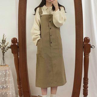 Button-detail Midi Pinafore Dress