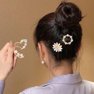 Rhinestone Floral Hair Clip F773 - 1pc - Random - One Size