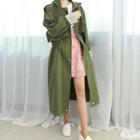 Petite Size - Epaulet Lace-trim Trench Coat