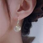 Hollow Flower Cats Eye Stone Stud Earring 1 Pair - Gold - One Size