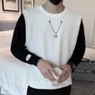 Long-sleeve Chain Panel Color Block Sweatshirt