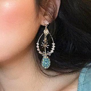 Faux Crystal Drop Earring 1 Pair - C73a - S925 Sterling Silver Needle - One Size