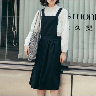Plain Square-neck A-line Pinafore Dress