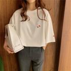 Short-sleeve Round Neck Cartoon Embroidered T-shirt