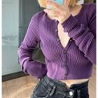 Round-neck Plain Knit Button-up Cardigan