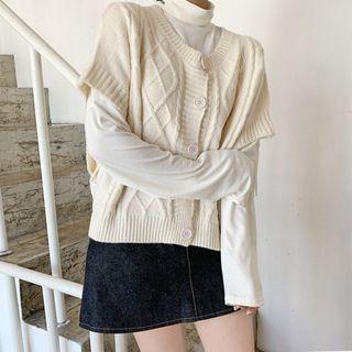 Cap-sleeve Cable-knit Cardigan