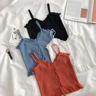 Ruffled-trim Cropped Tank Top