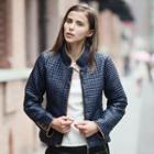 Contrast-trim Quilted Jacket