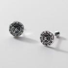 Embossed Disc Sterling Silver Earring 1 Pair - S925 Silver - Silver - One Size