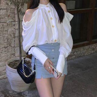 Cold-shoulder Blouse As Shown In Figure - One Size