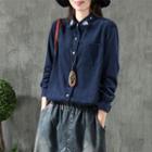 Floral Embroidered Corduroy Shirt