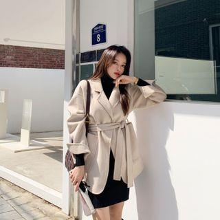 Handmade Short Wrap Coat With Sash