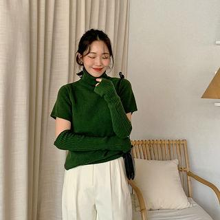 Woolen Turtleneck Sweater & Arm Warmer Set