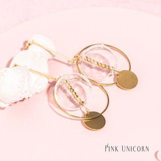 Glass Ball Disc Hoop Drop Earring
