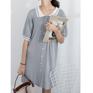 Side Slit Short-sleeve Knit Dress