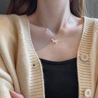 Butterfly Pendant Necklace S925 Silver - Butterfly - One Size