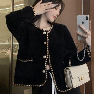 Braided Trim Button-up Jacket / Wide Leg Pants