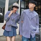 Couple Matching Pinstripe Long-sleeve Blouse