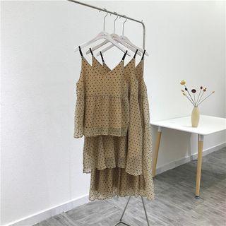 Heart Print V-neck Camisole Top / Spaghetti Strap Dress