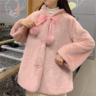 Bear Ear Hooded Button Jacket
