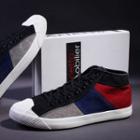 Color Block Canvas Lace-up High-top Sneakers