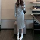 Set: Zip-up Hooded Jacket + Midi Skirt
