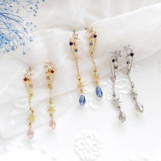 Rhinestone Star Alloy Safety Pin Dangle Earring