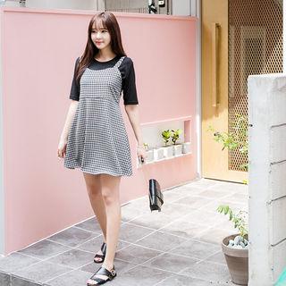 Spaghetti-strap Plaid Minidress