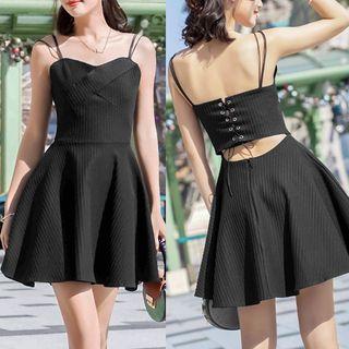 Spaghetti Strap Cutout A-line Mini Dress