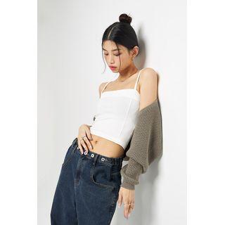 Spaghetti-strap Seam-trim Crop Top