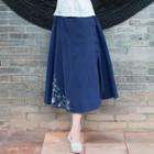 Embroidered Frog-button Midi A-line Skirt
