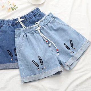 Animal Embroidery Denim Shorts