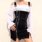 Zip Detail Denim Jumper Dress
