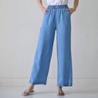 Waistband Wide-leg Jeans Light Blue - One Size
