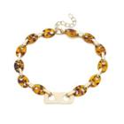 Alloy Bar Acrylic Bead Necklace 2327 - Gold - One Size