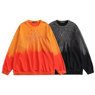 Tie Dye Heart Embroidery Sweatshirt