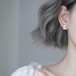 925 Sterling Silver Faux Pearl Moonstone Earring