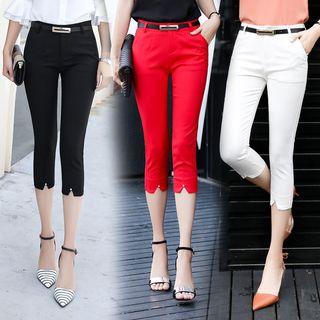 Notch Hem Capri Pants