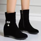 Rhinestone Hidden Wedge Heel Short Boots