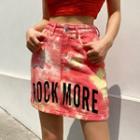 High Waist Tie-dyed Lettering Skirt