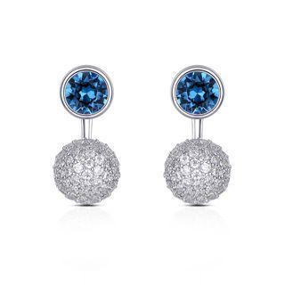 Rhinestone Dangle Earring Blue - One Size