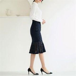 Tall Size Ruffle-hem Laced Skirt